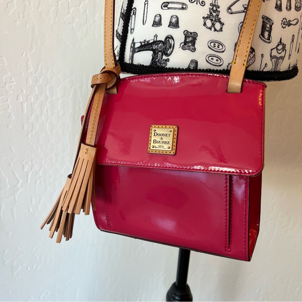 Dooney & Bourke Hot Pink Patent Leather Zip Crossbody Flap